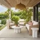 Suraya Ivory Round Outdoor Concrete Top Side Table