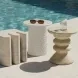 Hessa Antique White Round Outdoor Concrete Top Side Table