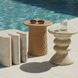 Thyme Travertine Round Outdoor Concrete Top Side Table