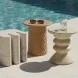 Thyme Travertine Round Outdoor Concrete Top Side Table