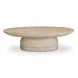 Sonia Travertine Oval Outdoor Concrete Top Coffee Table