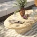 Sonia Travertine Oval Outdoor Concrete Top Coffee Table