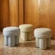 Masha Blue and White Performance Fabric Upholstered Accent Stool