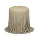 Shag Me Distressed Tan Upholstered Round Ottoman