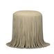 Shag Me Distressed Tan Upholstered Round Ottoman