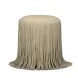 Shag Me Distressed Tan Upholstered Round Ottoman