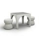 Tomlin Cream Performance Fabric 35" Square Game Table and Round Ottoman Set of 2