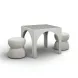 Tomlin Cream Performance Fabric 35" Square Game Table and Round Ottoman Set of 2