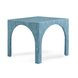 Tomlin Teal Performance Fabric 35" Square Game Table and Round Ottoman Set of 2