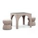 Tomlin Beige Performance Fabric 35" Square Game Table and Round Ottoman Set of 2