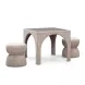 Tomlin Beige Performance Fabric 35" Square Game Table and Round Ottoman Set of 2