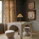 Tomlin Beige Performance Fabric 35" Square Game Table and Round Ottoman Set of 2