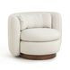 Nura Cream Performance Fabric Upholstered Swivel Accent Chair with Pillow