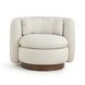 Nura Cream Performance Fabric Upholstered Swivel Accent Chair with Pillow