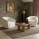 Jordan Cream and Chocolate Brown Performance Fabric Upholstered Swivel Accent Chair