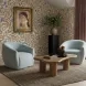 Jordan Baby Blue and Cream Performance Fabric Upholstered Swivel Accent Chair