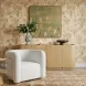Curves Cream Performance Fabric Upholstered Swivel Accent Chair