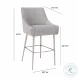 Beatrix Pleated Light Grey Velvet Bar Stool