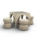 Tomlin Tan Performance Fabric 35" Square Game Table and Round Ottoman Set of 2