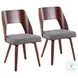 Triad Grey Noise Fabric And Walnut Bamboo Chair Set of 2