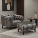 Trix Ash Gray Leather Upholstered Rectangular Ottoman