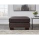 Aldercrest Brown Leather Upholstered Rectangular Ottoman with Nailhead Trim