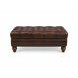Waverly Caramel Leather Upholstered Rectangular Ottoman with Nailhead Trim