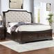 Lyndhurst Walnut and Beige King Upholstered Storage Sleigh Bed