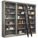 Avondale Rustic Gray 3 Tall Bookcase Wall with Ladder