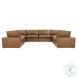 Cali Cognac Brown Leather Modular U-Sofa Sectional