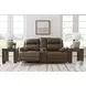 VonRyan Tobacco Power Reclining Console Loveseat with Adjustable Headrest