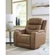 Dreamer Caramel Leather Power Recliner with Audio Seating