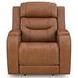 Dreamer Caramel Leather Power Reclining Living Room Set with Audio Seating