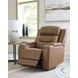 Dreamer Caramel Leather Power Recliner with Audio Seating