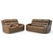 Dreamer Caramel Leather Power Reclining Loveseat with Audio Seating