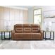 Dreamer Caramel Leather Power Reclining Sofa with Audio Seating