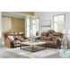 Dreamer Caramel Leather Power Reclining Loveseat with Audio Seating