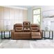 Dreamer Caramel Leather Power Reclining Sofa with Audio Seating