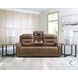 Dreamer Caramel Leather Power Reclining Sofa with Audio Seating