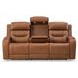 Dreamer Caramel Leather Power Reclining Sofa with Audio Seating