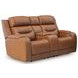 Dreamer Caramel Leather Power Reclining Living Room Set with Audio Seating