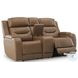 Dreamer Caramel Leather Power Reclining Living Room Set with Audio Seating