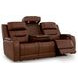 Dreamer Brown Leather Power Reclining Sofa with Audio Seating