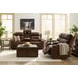 Dreamer Brown Leather Power Reclining Living Room Set with Audio Seating