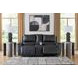 Glassmere Black Leather 74" Reclining Loveseat