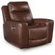 Mighty Moves Mahogany Leather Power Recliner with USB Charging