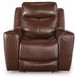 Mighty Moves Mahogany Leather Power Recliner with USB Charging