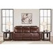 Mighty Moves Mahogany Leather Power Reclining Living Room Set