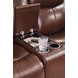 Mighty Moves Mahogany Leather 78" Power Reclining Loveseat with Console and USB Charging