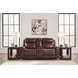 Mighty Moves Mahogany Leather 78" Power Reclining Loveseat with Console and USB Charging